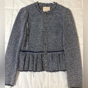 Rebecca Taylor, navy and white tweed zippered jacket, women’s size 0